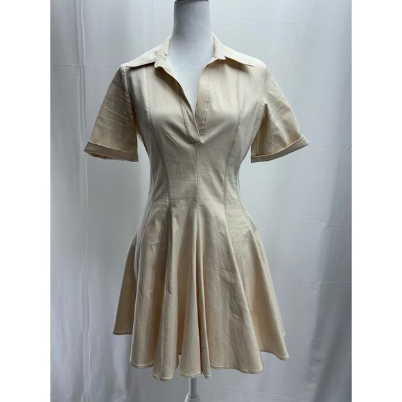 Zara Khaki Cotton Collared Dress S NWTS - Picture 1 of 5